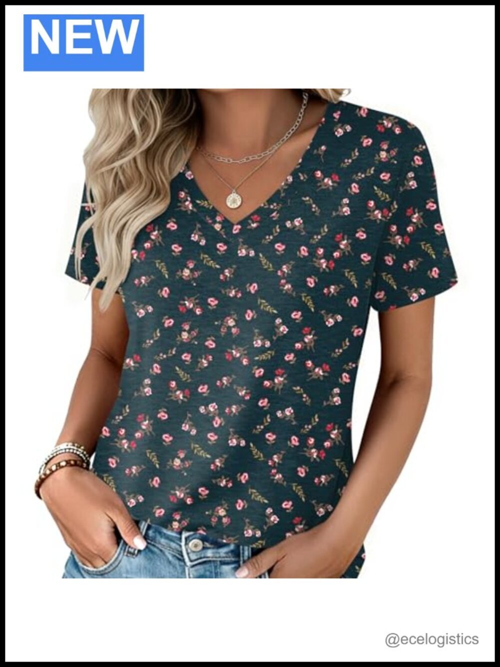 V-Neck Short Sleeve T-Shirt Summer Casual Basic Tee Regular Fit Soft Breathable